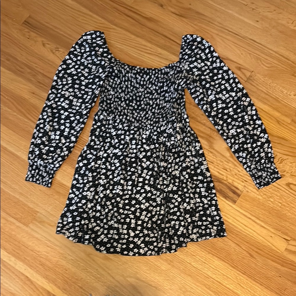 Floral Black and White Dress